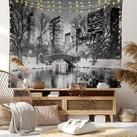 Ambesonne Landscape Tapestry, Cityscape New York City in Winter Central Park Snowy Buildings Photo A