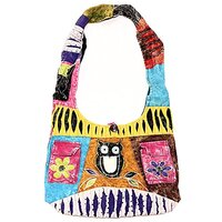 Falari Bohemian Hippie Crossbody Shoulder Bag Sling Cotton Handmade (2047 - Owl)