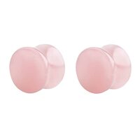 Pierced Owl Rose Quartz Natural Stone Double Flared Plugs, Sold as a Pair (12mm (1/2"))