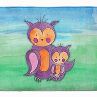 Caroline's Treasures Momma and Baby Owl Watercolor Floor Mat, 19" x 27", Multicolor