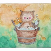 Caroline's Treasures BB7342RUG Owl Bathing Watercolor Machine Washable Memory Foam Mat, Bathroo