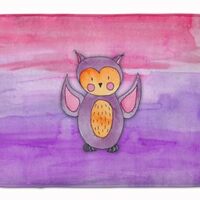 Caroline's Treasures Pink and Purple Owl Watercolor Machine Washable Memory Foam Mat 19Hx27W Mu