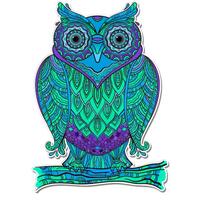 Colorful Owl Tagle Art Design - 5" Vinyl Sticker - for Car Laptop I-Pad - Waterproof Decal
