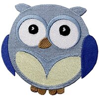 Wide-Eyed Baby Boy Owl Embroidered Applique Iron On Sew On Patch