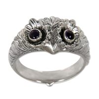 NOVICA Artisan Handmade Amethyst Ring .925 Sterling Silver Bird Purple Band Indonesia Animal Themed 