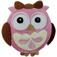 Wide-Eyed Baby Girl Owl Embroidered Applique Iron On Sew On Patch