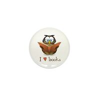 CafePress Book Owl I Love Books 1" Round Mini Button