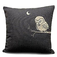 CoolDream Sunny Outlets Decorative Linen Cloth Pillow Cover Cushion Case Owl in the Dark (16inch)