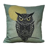 CoolDream Cotton Linen Square Decorative Throw Pillow Case Cushion Cover Retro Vintage Owl With Sun 