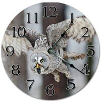 EasySells 10.5" Flying White OWL Clock - Large 10.5" Wall Clock - Home D&eacute;cor Clock