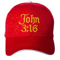 Artisan Owl John 3:16 Embroidered Cap - Christian Religious Hat with Adjustable Closure (Red)