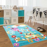Ladole Rugs Lovely Owl Area Rug Carpet for Kids and Babies Nursery Bedroom Playroom, Turqoise Blue 7