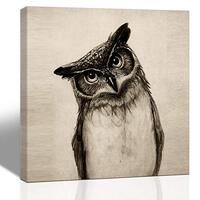 Purple Verbena Art 1pc Cute Owl Picture Prints on Canvas Walls Artwrok, Stretched and Framed Modern 
