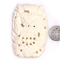 GEM-Inside 40x64mm Large Cream White Animal Owl Carved Bone Cabochon Beads for Jewelry Making 1 pcs