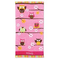 Lillian Vernon Personalized Beach and Bath Towel for Girls - Owl Design, Extra-Large, 100% Cotton, C