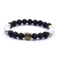 JOYA GIFT Beaded Owl Bracelets Chakra Bracelets Black White Bracelts for Womens Mens