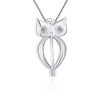 LGSY Sterling Silver CZ Owl Pearl Cage Pendants for Women, Design Pearl Cage Pendants for Pearl Jewe