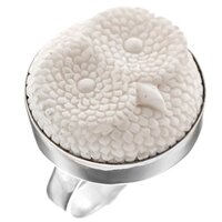 RingSize 7 Hand carving Owl Buffalo Bone 925 Sterling Silver Ring