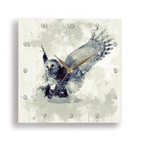 3dRose Cute owl in Watercolor Wall Clock, 10 x 10