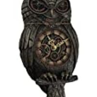 Veronese Design 12.5" Tall Steampunk Owl Pendulum Wall Clock Cold Cast Resin Antique Bronze Fin