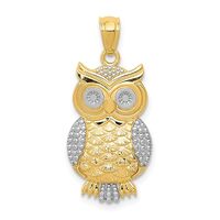 IceCarats 14K Solid Yellow Gold Owl Symbol of Wisdom Bird Necklace Chain Pendant Charm 27mm x 12mm O