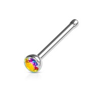 Pierced Owl 20GA Stainless Steel Press Fit CZ Crystal Gem Nose Bone Stud (Aurora Borealis)