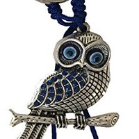 Bravo Team Lucky Owl Keychain Ring w/Crystal Feather & Evil Eye Tassel - Sign of Luck, Protectio