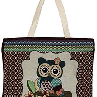Owl Bohemian Hippie Bag Top Handle Shoulder Tote Handbag Big Size (O104)