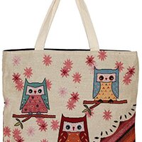 Owl Bohemian Hippie Bag Top Handle Shoulder Tote Handbag Big Size (O211)