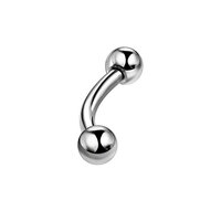 Pierced Owl 316L Stainless Steel 12-00GA Large Gauge Internally Threaded Curved Barbell (6GA / 12mm 