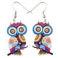 Acrylic Drop Owl Earrings Bird Dangle Funny Design Lovely Gift For Girl Women Kids By The Bonsny (Mu