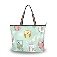 My Daily Women Tote Shoulder Bag Cute Owl Flower Handbag Medium