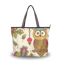 My Daily Women Tote Shoulder Bag Owl Flower Vintage Handbag Large