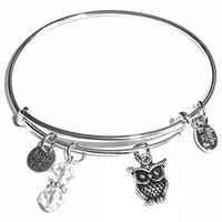 Hidden Hollow Beads Women's Stainless Steel Message Charm Expandable Wire Bangle Bracelet, Very