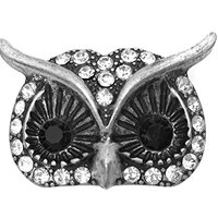 Gypsy Jewels Large Animal Rhinestone Statement Big Stretch Cocktail Ring (Owl Face Silver Tone)
