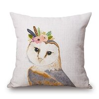 Qinqingo Throw Pillow Covers Animal with Flower Wreath Cotton Linen Square Home Decorative Throw Pil