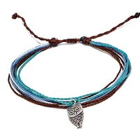 Mia Jewel Shop Silver Metal Owl Charm Dangle Multicolored Multi Strand String Waterproof Adjustable