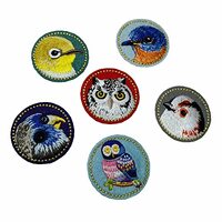 5 PcsChildren Cartoon Bird Embroidered Circular Owl Iron on Patches for Clothes Stickers Fabric DIY 