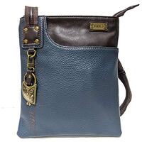 Chala Crossbody Phone Purse | SOFT PU Leather SWING Bag with Chala Mini Key fob (Navy_Metal OWl)
