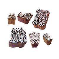 Clay Printing Stamps Arty Crafty Owl Bird Design Wood Blocks (Set of 6)