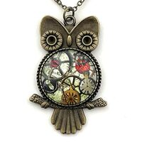 Fern & Filigree Steampunk Owl Necklace - Handmade - Unique Pendant for Women
