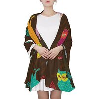 Cooper girl Funny Owl Silk Scarf Shawl Wrap for Women Girls