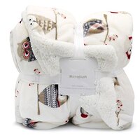 UKELER Flannel Sherpa Throw 70'' x 50''- Owl Printed Soft Plush Flannel Blanket 