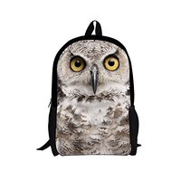 Dellukee Middle School Backpack For Boys Girls Large Durable Canvas Daypack Owl Print