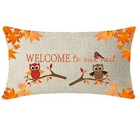 NIDITW Happy Harvest Autumn Season Fall Leaves Animal Bird Owl Welcome to Our Nest Waist Lumbar Cott