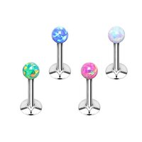 Pierced Owl Set of 4 16GA Synthetic Opal Ball Top Internally Threaded Lip Cartilage Studs (6mm (1/4&