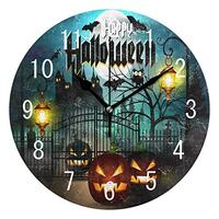 ALAZA Home Decor Happy Halloween Owl on Tree Moon Night Castle Round Acrylic 9.5 Inch Wall Clock Non