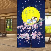 LIGICKY Japanese Noren Long Doorway Curtain Tapestry for Home Decoration Navy Blue 33.5’&rsquo