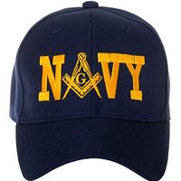 Artisan Owl US Navy Masonic Square & Compass Embroidered Adjustable Baseball Cap (Navy Blue)
