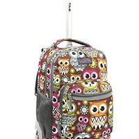Tilami Kids Rolling Backpack 18 inch Boys and Girls Laptop Backpack, Owls